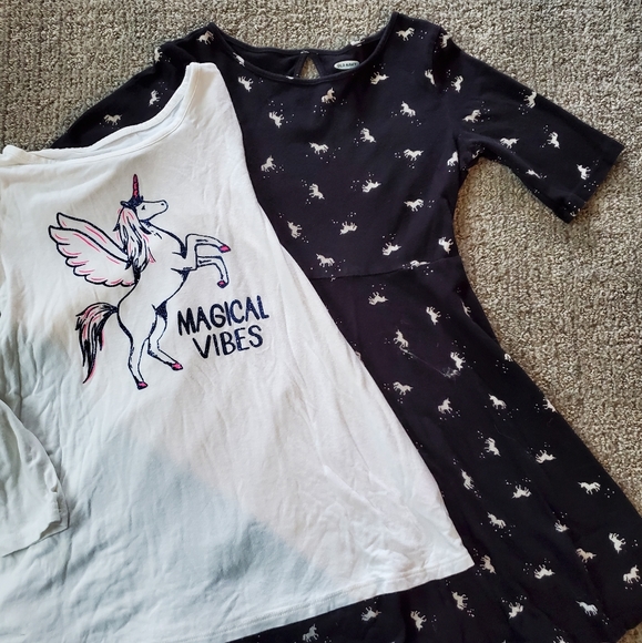 Justice Other - Girls Unicorn dress and shirt bundle, size 6